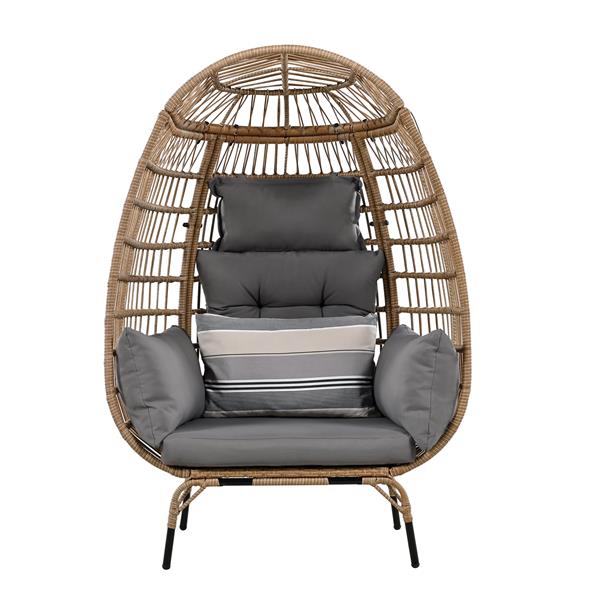 Rope Egg-shaped Chair with Removable Cushion, Suitable for Courtyard, Garden, Balcony.