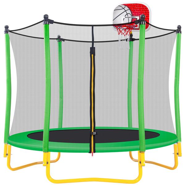 5.5FT Trampoline for Kids - 65" Outdoor & Indoor Mini Toddler Trampoline with Enclosure, Basketball Hoop and Ball Included