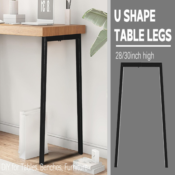 30''H Table legs, Modern Office Desk Legs, Heavy Duty Iron and Industrial Design, DIY Metal Furniture Legs for Coffee Dinning Table, Bench Stool, Cabinet, Sofa, Chair, Black (30”H x 28”W, 2PCS)