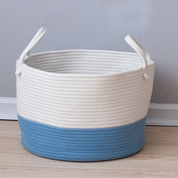 Cotton Rope Woven Storage Baskets with Strong Handles Nursery Laundry Basket Kids Toy Hamper