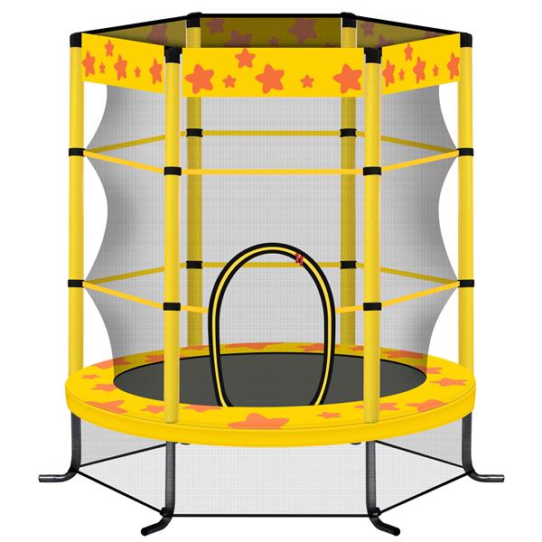 55 Inch Kids Trampoline with Safety Enclosure Net, 4.5FT Outdoor Indoor Trampoline for Kids (Yellow)