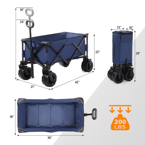 42*22*36inch  Blue Garden Folding Cart 