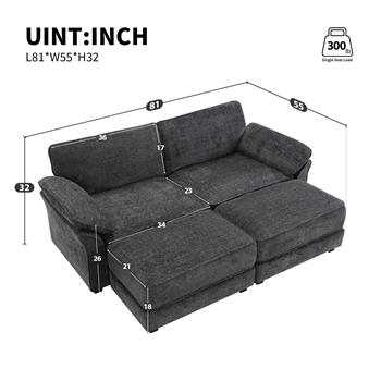 [VIDEO provided] [New] Free Combination Modular Convertible Sectional Sofa Bed Set, 4 Seat Upholstered Sleeper Corner Couch, Deep-Seat Loveseat with for Living Room, Office, Apartment,2 Colors