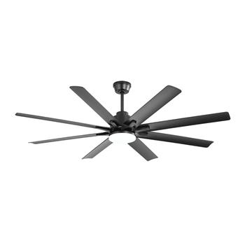 66 Inch Modern Ceiling Fan With Dimmable Led Light 8 ABS Blades Smart Remote Control Reversible DC Motor Black For Home Office