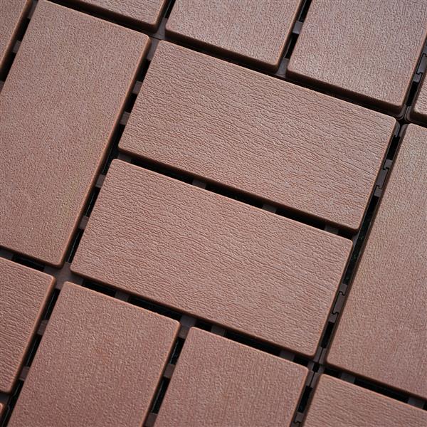 Plastic Interlocking Deck Tiles,44 Pack Patio Deck Tiles,12"x12" Square Waterproof Outdoor All Weather Use, Patio Decking Tiles for Poolside Balcony Backyard, Brown