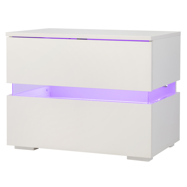 RGB LED Double Side Cabinet Bedside Table White