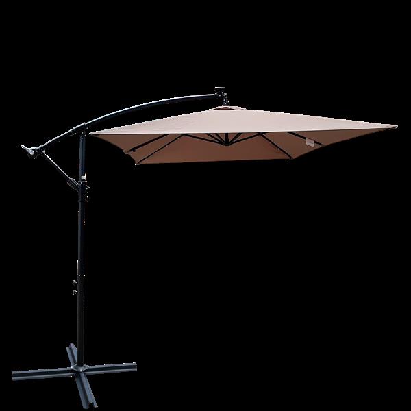 Rectangle 2x3M Outdoor Patio Umbrella Solar Powered LED Lighted Sun Shade Market Waterproof 6 Ribs Umbrella with Crank and Cross Base for Garden Deck Backyard Pool Shade Outside Deck Swimming Pool