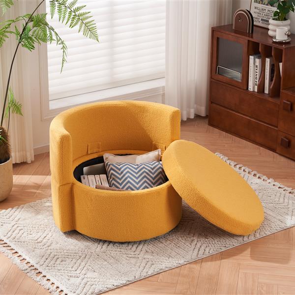 Fabric Swivel And Storage Chair With Back Cushion For Living Room,Yellow