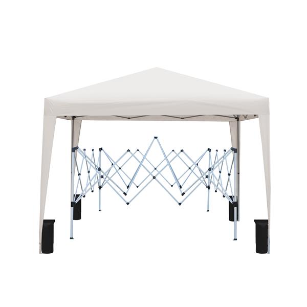 Outdoor 10x 10Ft Pop Up Gazebo Canopy Tent Removable Sidewall with Zipper,2pcs Sidewall with Windows,with 4pcs Weight sand bag,with Carry Bag-Beige