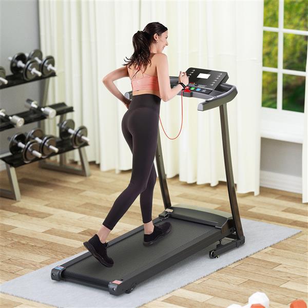 Treadmill - 2.5 HP folding treadmill, easy to move, with 3-speed incline adjustment and 12 preset programs, 3 countdown modes, heart rate, Bluetooth, etc., suitable for home and gym use