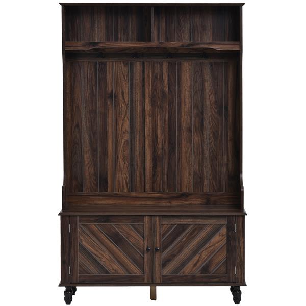 Hall Tree with 4 Hooks , Coat Hanger, Entryway Bench, Storage Bench, 3-in-1 Design, 40INCH, for Entrance, Hallway