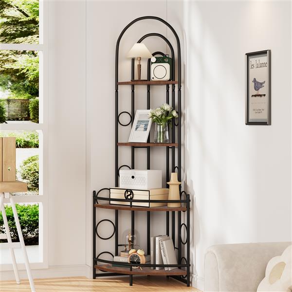 4-Tier Corner Bookshelf, Modern Style, Plant Stand with Metal Frame