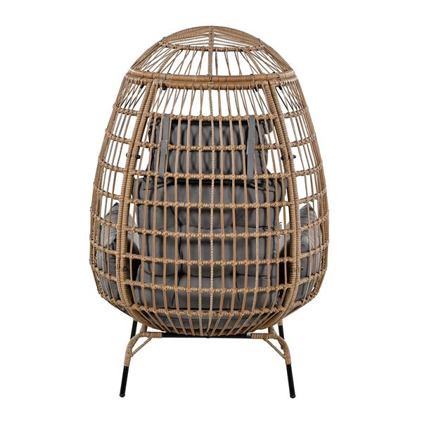 Rope Egg-shaped Chair with Removable Cushion, Suitable for Courtyard, Garden, Balcony.