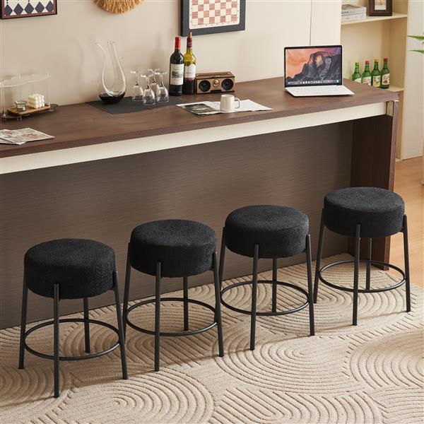 24" Tall, Round Bar Stools, Set of 2 - Contemporary upholstered dining stools for kitchens, coffee shops and bar stores - Includes sturdy hardware support legs