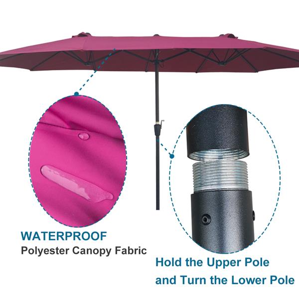 15Ftx9FtDouble-Sided Patio Umbrella Outdoor Market Table Garden Extra Large Waterproof Twin Umbrellas with Crank and Wind Vents for Garden Deck Backyard Pool Shade Outside Deck Swimming Pool