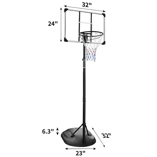 Portable Basketball Hoop System Stand Height Adjustable 7.5ft - 9.2ft with 32 Inch Backboard and Wheels for Youth Adults Indoor Outdoor Basketball Goal