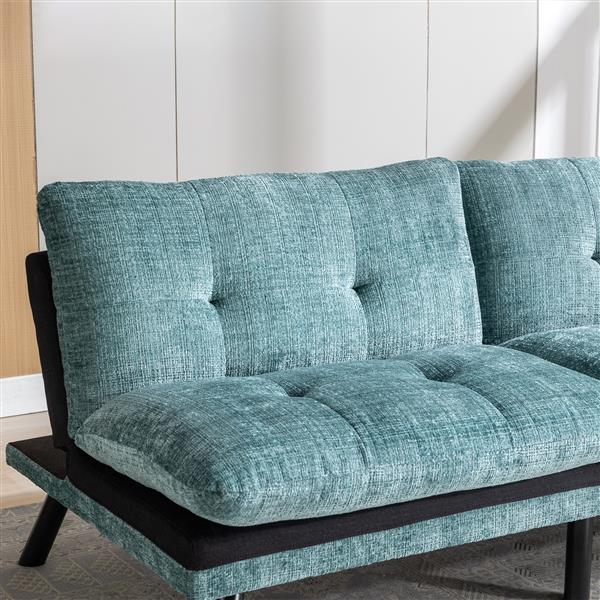 Convertible Sofa Bed  Loveseat Futon Bed Breathable Adjustable Lounge Couch with Metal Legs,Futon Sets for Compact Living Space  Chenille- Mint Green