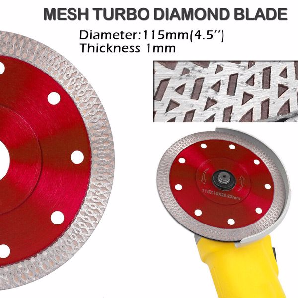 2x 115mm Diamond Cutting Discs 4.5" Angle Grinder Blade Tile Stone Concrete Tool