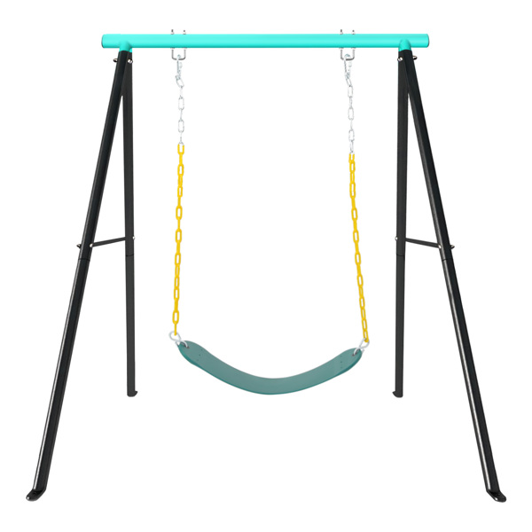 Metal Outdoor Garden Swing for Children, Porch Swing Frame, Heavy Duty A-Frame Children's Garden Swing, Swing Stand Frame for Yoga Hammock, Seat Included, Blue