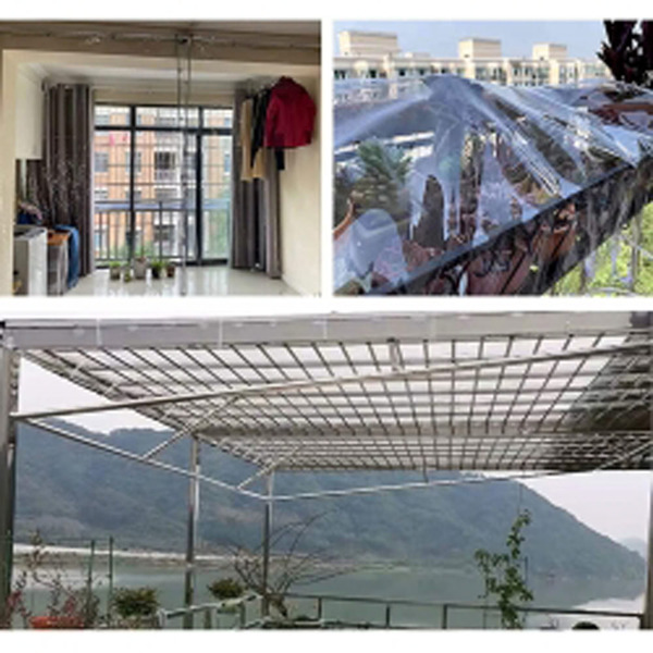 4 size 400gsm Heavy Duty Waterproof PVC Transparent Tarpaulin Clear Tarp Glass Tarp Balcony Tarpaulin