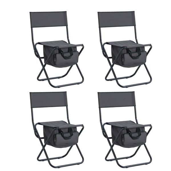 4-piece Folding Outdoor Chair with Storage Bag, Portable Chair for indoor, Outdoor Camping, Picnics and Fishing,Grey