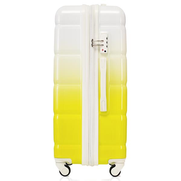 Luggage Set of 3, 20-inch with USB Port, Airline Certified Carry-on Luggage with Cup Holder, ABS+PC Hard Shell Luggage with Spinner Wheels, lemon yellow, New Products In Stock Mid May