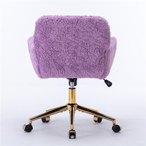 Furniture Office Chair,Artificial rabbit hair Home Office Chair with Golden Metal Base,Adjustable Desk Chair Swivel Office Chair,Vanity Chair(Violet)