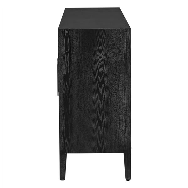 Wood Storage Cabinet with Three tempered glass doors and Adjustable Shelf,Suitable for living room, study and entrance