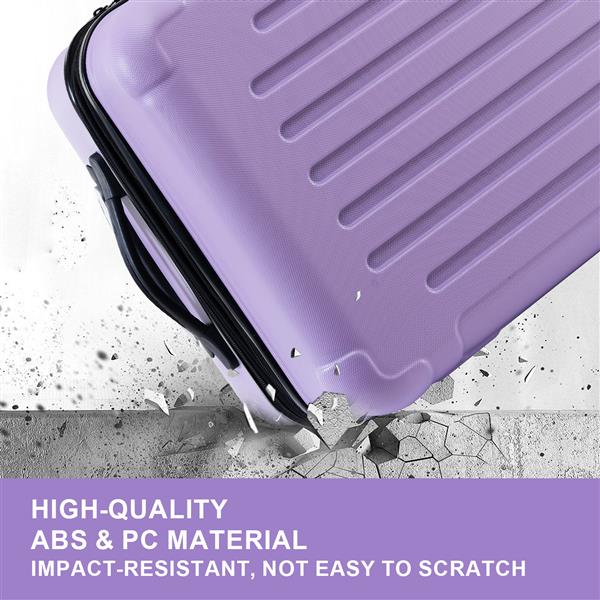 Luggage Sets New Model Expandable ABS+PC 3 Piece Sets with Spinner Wheels Lightweight TSA Lock (20/24/28), LIGHT PURPLE