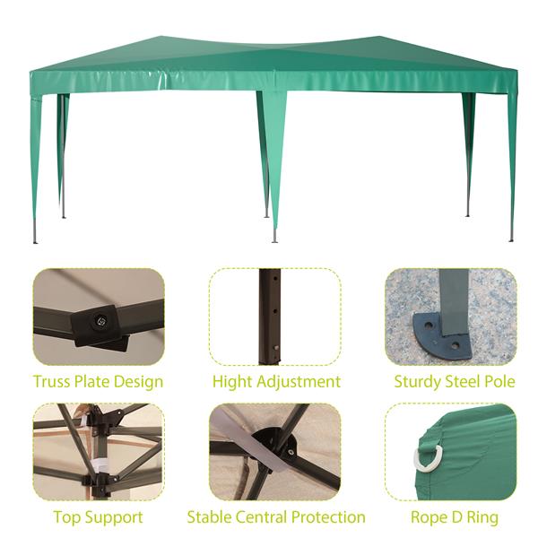 10'x20'  Pop Up Canopy Outdoor Portable Party Folding Tent with 6 Removable Sidewalls + Carry Bag + 6pcs Weight Bag Green