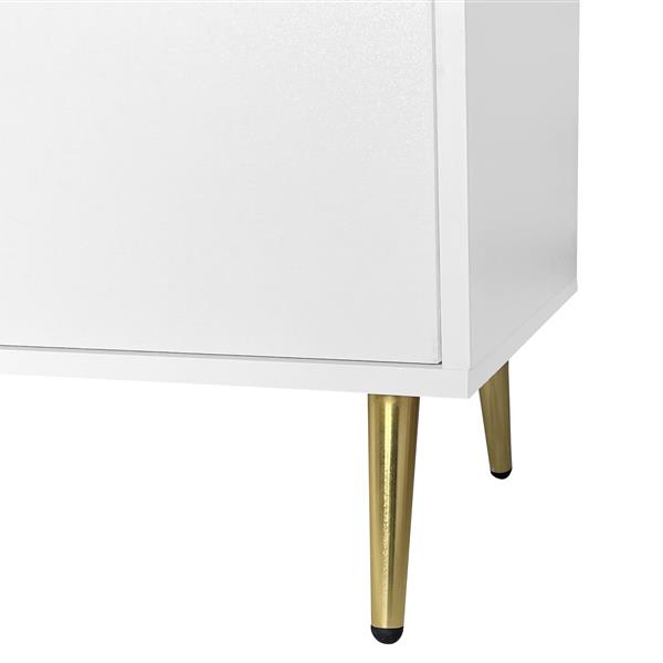 Seven Drawers Large Chest of Drawer Cabinet with Golden Handle and Golden Legs White Color