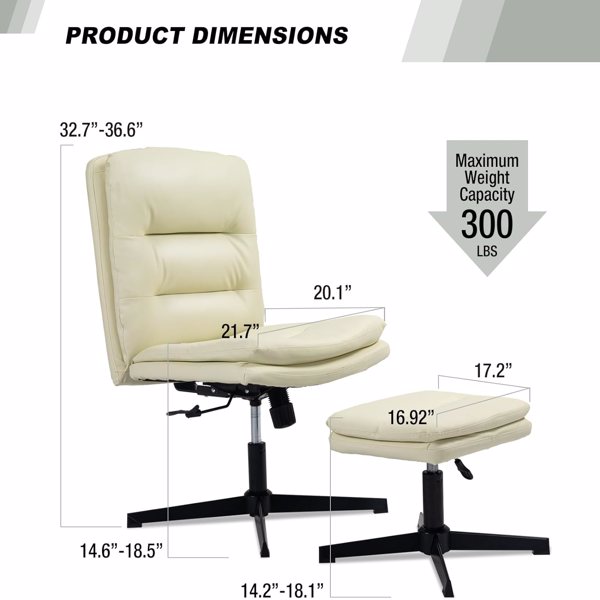 Accent Chair with Ottoman, Comfy Living Room Chair and Ottoman Set Extra-Thick PU Leather Padded Modern Lounge Accent Chair for Bedroom and Living Room(White)