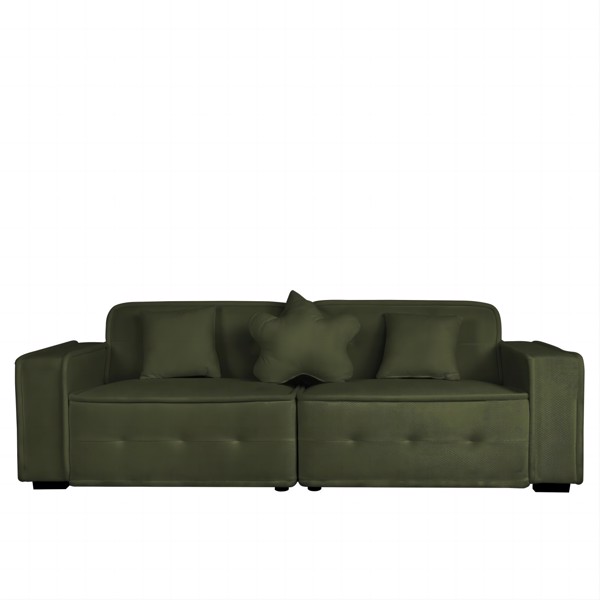 Green, Velvet cloth Modern Indoor Sofa With Three Pillows, 93.50"*35.23"*30.70"