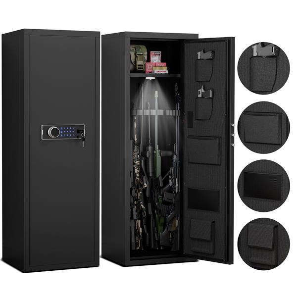 Heavey Duty,Large Size 5-8 Gun,Black Gun Cabinet with Electronic Password Keypad Lock,Unassembled Metal Rifle Gun Security Cabinet Safe Locker