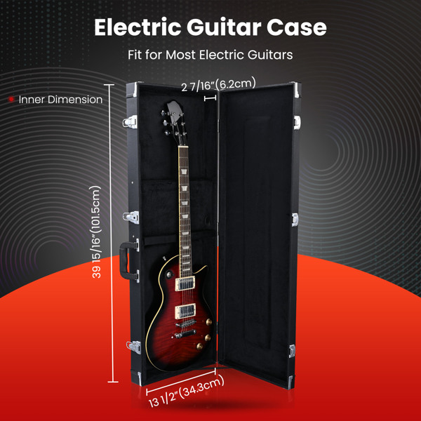 Electric Guitar Hard Shell Case Portable Square Guitar Case Hardshell for Standard Electric Guitars Black（No shipment on weekends）