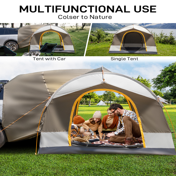 SUV Camping Tent, Outdoor SUV Tent with Double Doors for 5 Person, Waterproof PU2000mm Double Layer Tent for Outdoor Travel, Green & Gray