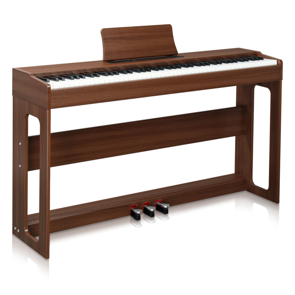 [Do Not Sell on Amazon] GDP-104 88 Keys Full Weighted Keyboards Digital Piano with Furniture Stand, Power Adapter, Triple Pedals, Headphone, for All Experience Levels Black Walnut