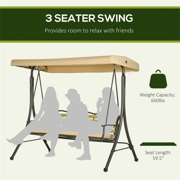 3-Seat Outdoor Porch Swing