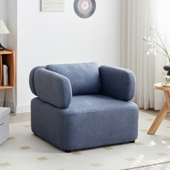 Mid Century Accent Chair with Thickened Cushions Teddy Velvet Reading Armchair with Pillow Upholstered Padded Seat Sofa for Living Room Bedroom Apartment Office