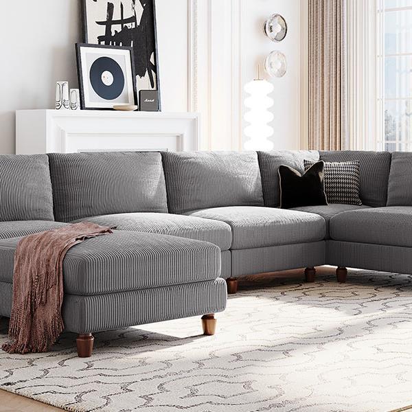 Modular Sectional Sofa with L Shaped Corner Sectional for Living Room, Office, Spacious Space