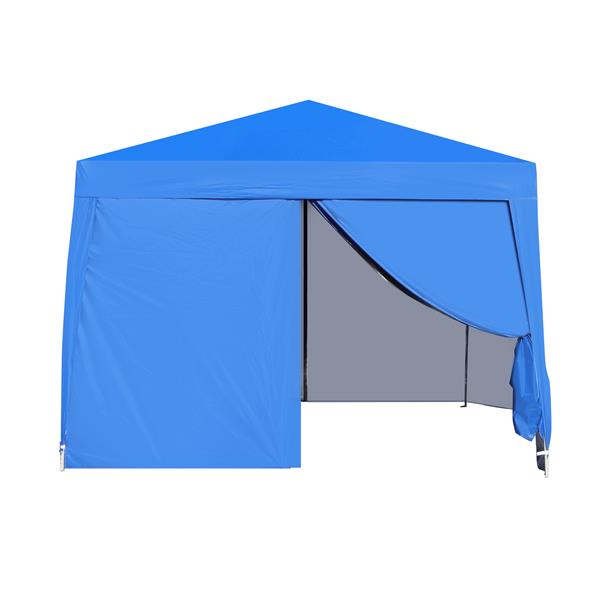 Outdoor 10x 10Ft Pop Up Gazebo Canopy  Tent Removable Sidewall with Zipper,2pcs Sidewall with Windows,with 4pcs Weight sand bag,with Carry Bag-Blue