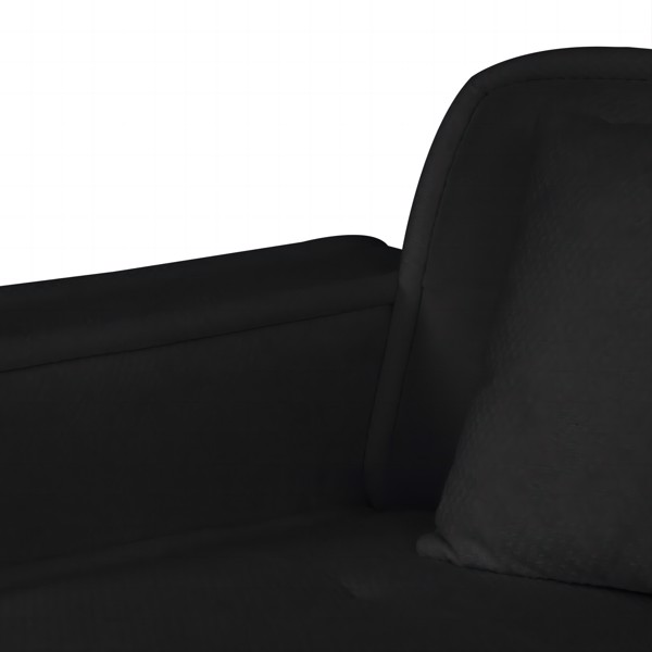 Black, Velvet cloth Modern Indoor Sofa With Three Pillows, 93.50"*35.23"*30.70"