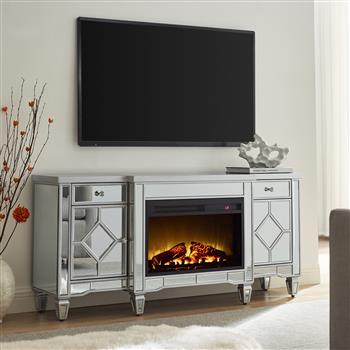 W 57\\" X D 15 \\" X H 25.6\\" Flash silver combination TV fireplace cabinet