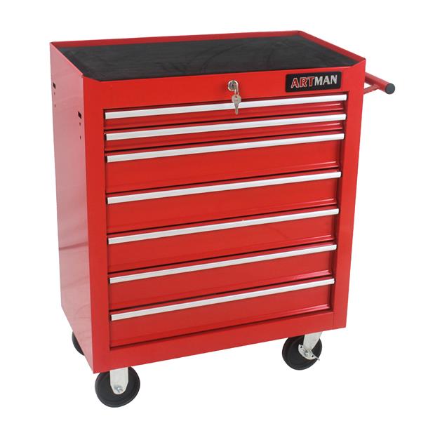 7 DRAWERS MULTIFUNCTIONAL TOOL CART WITH WHEELS-RED