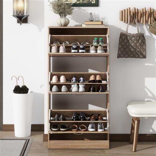 3-Drawer Shoe Storage Cabinet, 3-Tier Wood Shoe Rack Storage Organizer for Entryway