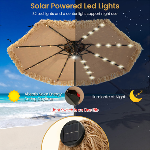 9 Foot Portable Beach Umbrella with Led Lights.