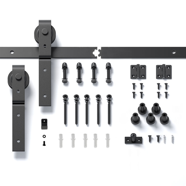 60" Bi-Folding Sliding Barn Door Hardware Kit for 2 Doors,Smoothly&Quietly,Black Track J Shape Roller-[Doors not Included]