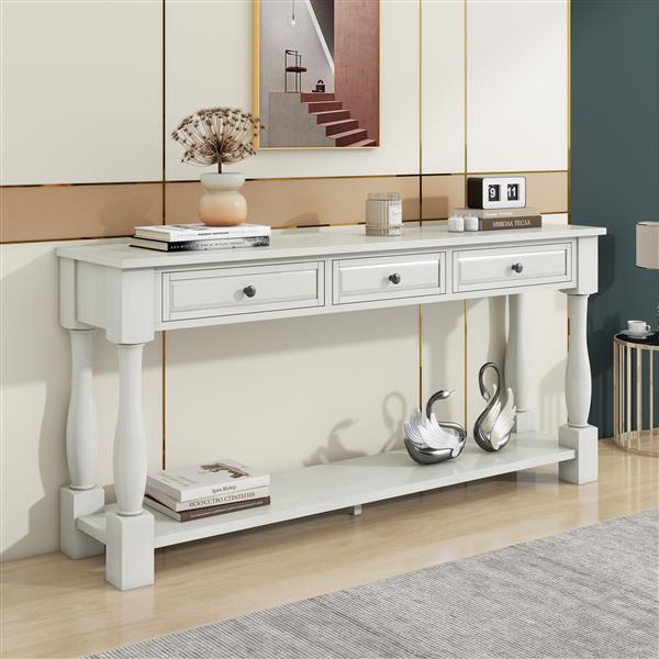 Console Table 63" Long Console Table with Drawers and Shelf for Entryway, Hallway, Living Room