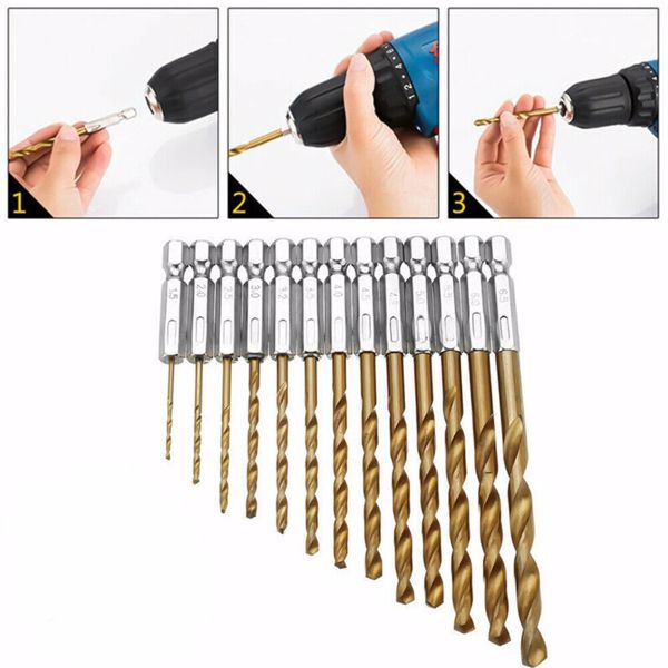 13PCS HSS COBALT JOBBER DRILL BIT SET 1/4" HEX SHANK 1.5-6.5mm BITS HIGH SPEED