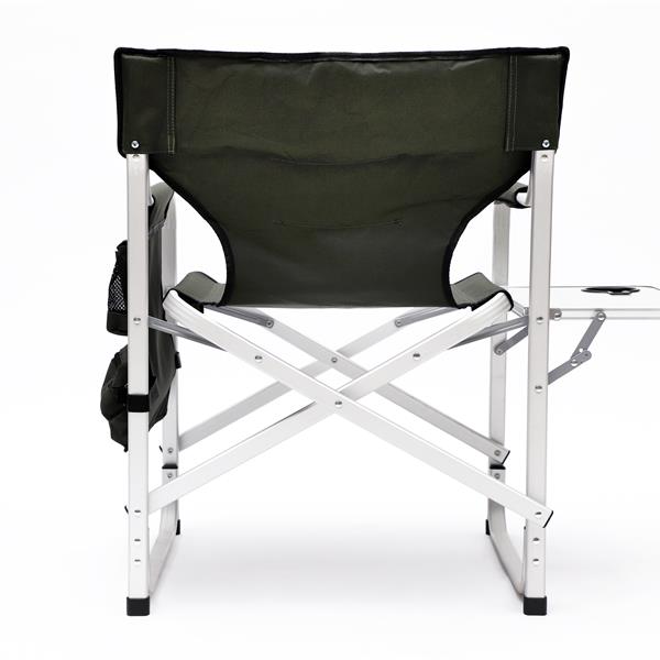 1-piece Padded Folding Outdoor Chair with Side Table and Storage Pockets,Lightweight Oversized Directors Chair for indoor, Outdoor Camping, Picnics and Fishing,Green